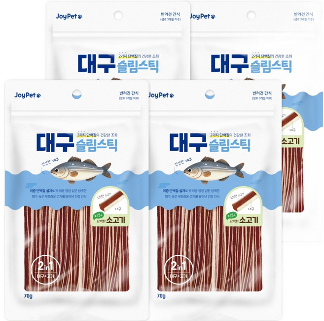 조이펫 강아지 대구 슬림스틱 간식, 소고기, 70g, 4개