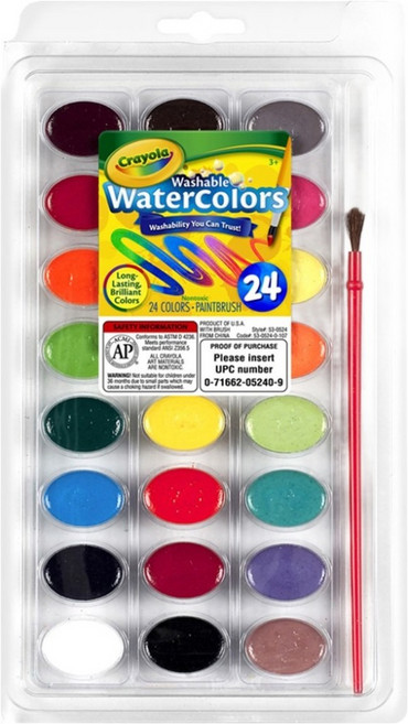 Crayola 繪兒樂 可水洗水彩, 24色, 57g