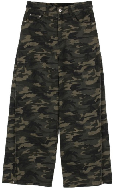 플레이즈 남성용 사이드절개 스냅 벌룬 와이드 면팬츠