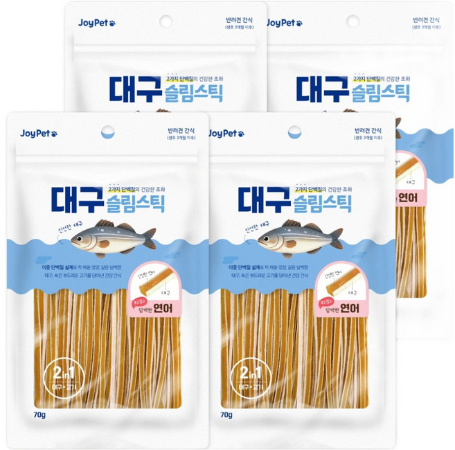 조이펫 강아지 대구 슬림스틱 간식, 연어, 70g, 4개
