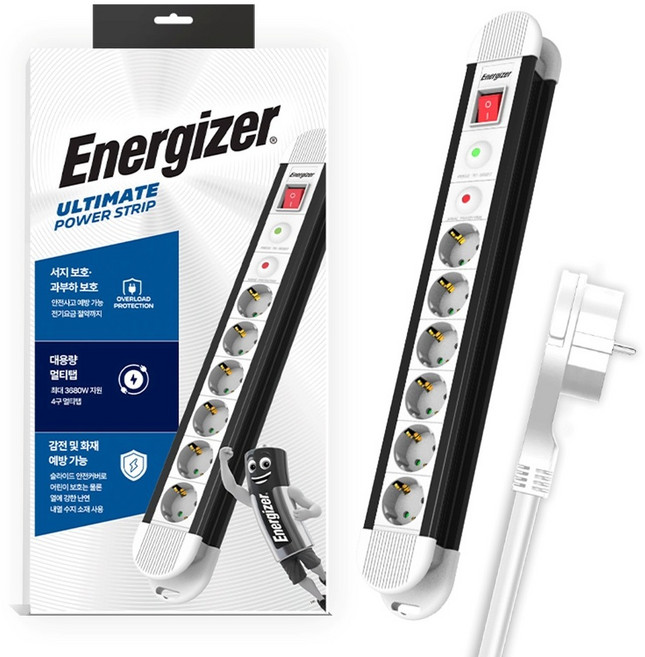 에너자이저 서지보호 멀티탭 6구 GBKDS04, 흰색, 1개, 2m