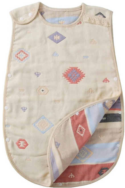 JoyNa 日式6層紗背心式防踢被, 魔法印地安 米色