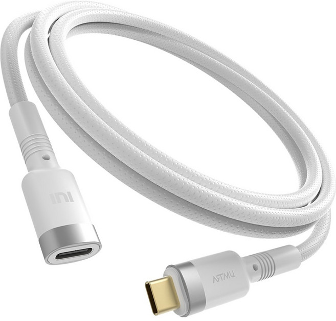 아트뮤 플렉스 C타입 to C 100W 240W 5A PD 연장케이블, 1m, 화이트, 1개