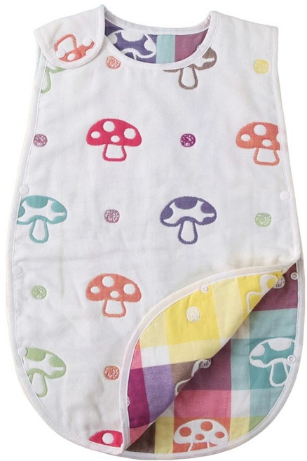 白牌 日式6層紗背心式防踢被, 經典蘑菇