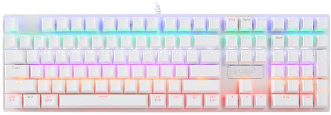 지클릭커 슈퍼히어로 풀배열 108키 게이밍 기계식 키보드, 화이트, GK-580X, 갈축