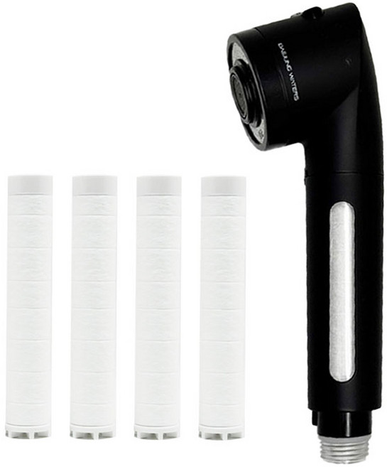 대정워터스 국산 풀클린 주방용 필터 헤드 블랙 JWK207-1 + 리필필터 4p 세트, 1세트