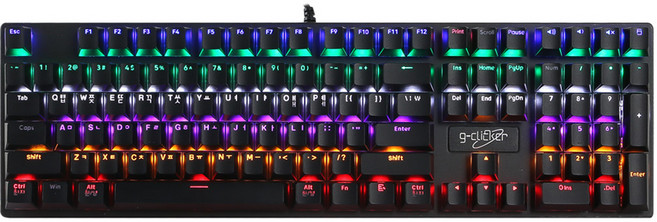 지클릭커 슈퍼히어로 풀배열 108키 게이밍 기계식 키보드, 블랙, GK-580X, 적축