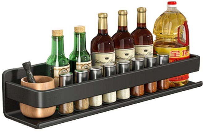 존글로벌 주방 조미료 선반, 블랙, 1개