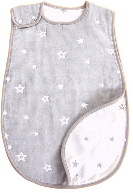 JoyNa 日式6層紗背心式防踢被, 星河閃耀 灰色 + 白色