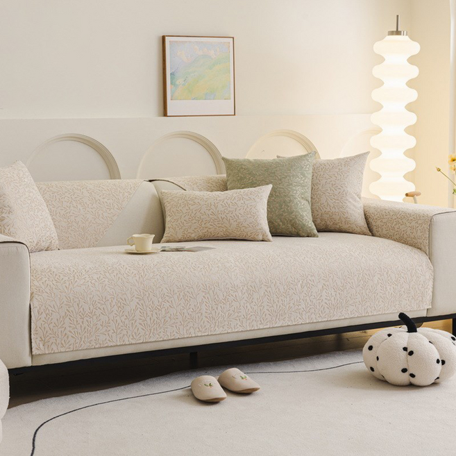 好物良品 編織系列 雪尼爾立體刺繡四季通用沙發墊 3人座