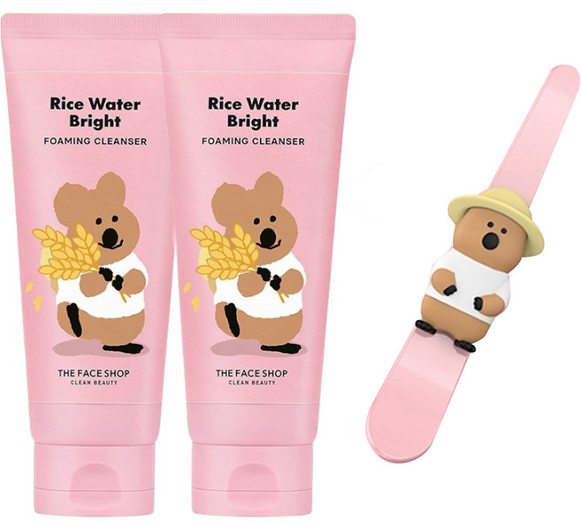 THE FACE SHOP 菲詩小舖 米粹亮白潔面乳 150ml + 150ml + Dainetang 髮夾, 1套