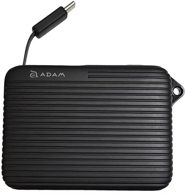 ADAM elements 亞果元素 旅行用自帶線行動電源 10000mAh Type-C, VIONTA T1, 黑色