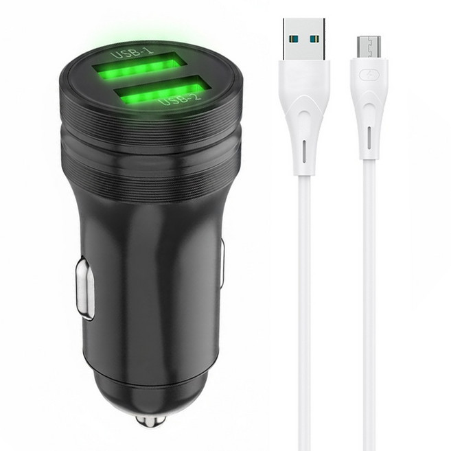 제이엔 차량용 충전기 + C타입 케이블 세트, 블랙, JNC-02