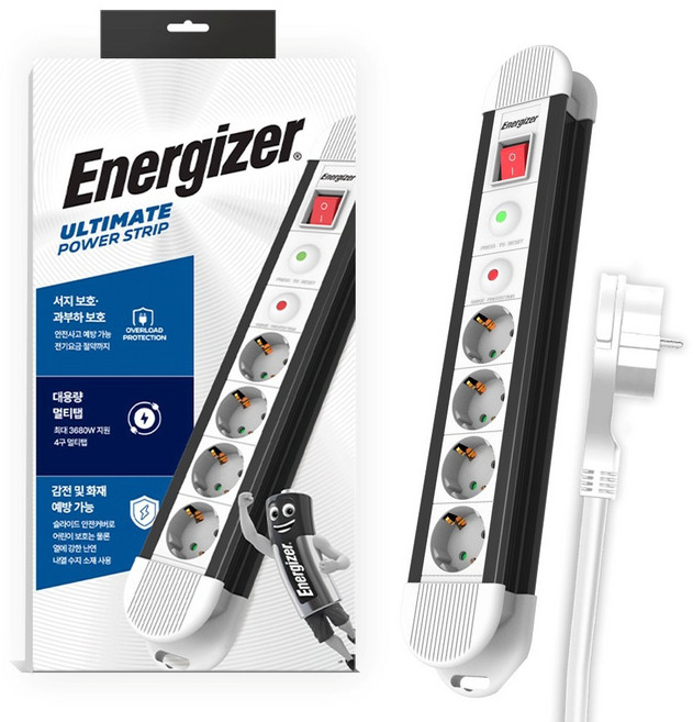 에너자이저 서지보호 멀티탭 4구 GBKDS04, 2m, 흰색, 1개