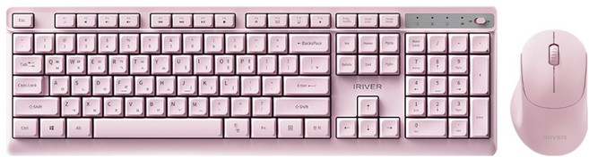 아이리버 항균처리 오피스 기어 생활방수 키스킨 저소음 무선키보드 + 무소음 마우스 세트, WS101, 핑크, 일반형