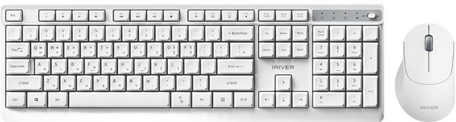 아이리버 항균처리 오피스 기어 생활방수 키스킨 저소음 무선키보드 + 무소음 마우스 세트, WS101, 화이트, 일반형