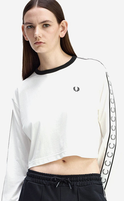 FRED PERRY 女性鑲邊長袖T恤 G1109