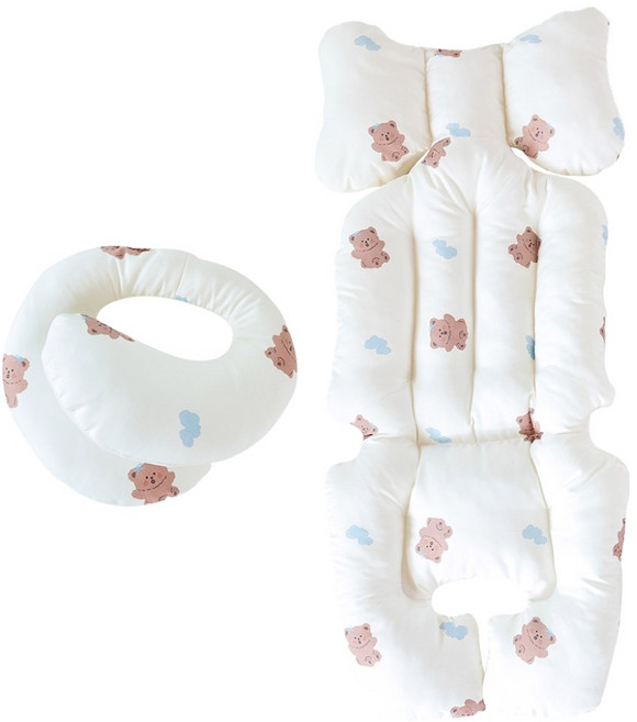 베베누보 사계절 양면 라이너 유모차 시트 + 목쿠션 세트, 몽실꼼, 1세트