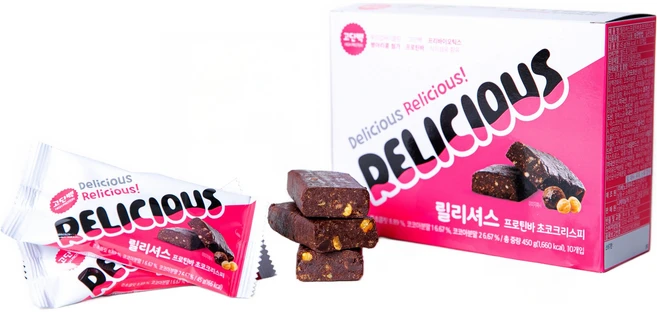 릴리셔스 프로틴바 초코크리스피 10p, 450g, 1개 - 쿠팡