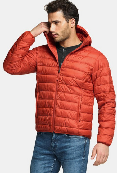 男士輕量羽絨連帽外套