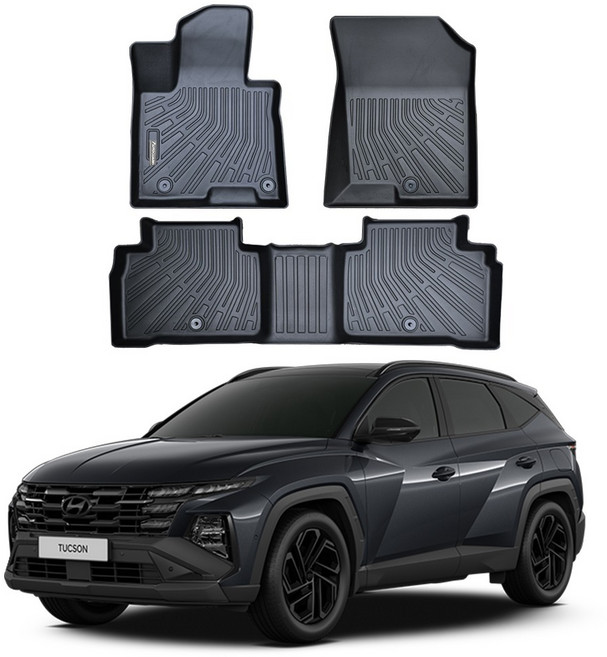 오토가드 TPE 3D 고무 카매트 1 + 2열 풀세트, 블랙, 현대 투싼NX4 가솔린/디젤/하이브리드 공용 2020년 10월~
