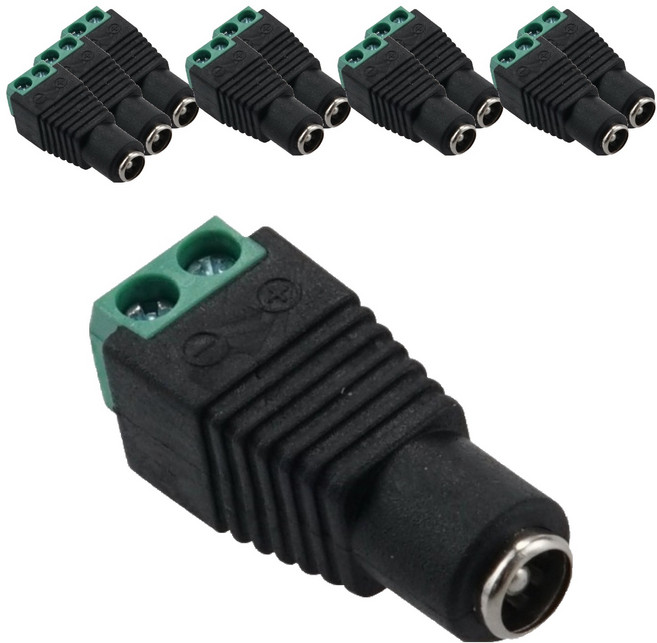 컴스 DC 터미널 외경 5.5 내경 2.1 F 2Pin 변환 젠더 10p, 1개, CP034