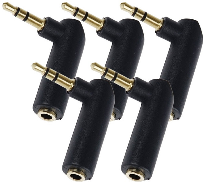 컴스 스테레오 3.5mm 3극 꺾임 연장젠더 5p, 1개, CP027