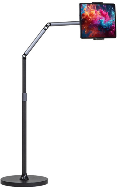 디센느 스탠드 태블릿 핸드폰 거치대 패드 탭 높이조절 침대 자바라, 블랙 티타늄, 1개