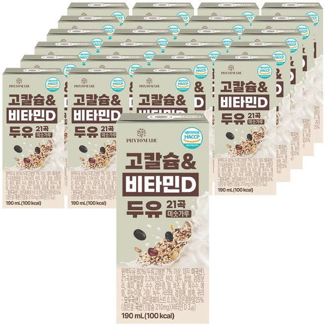 파이토메이드 고칼슘&비타민D 21곡 미숫가루 두유, 24개, 190ml