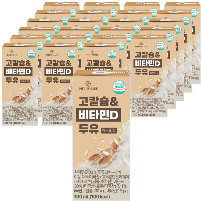 파이토메이드 고칼슘 & 비타민D 아몬드 잣 두유, 24개, 190ml