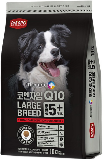데이스포 시니어 강아지 테라픽 코엔자임 Q10 라지브리드 건식사료, 1개, 10kg, 닭+오리