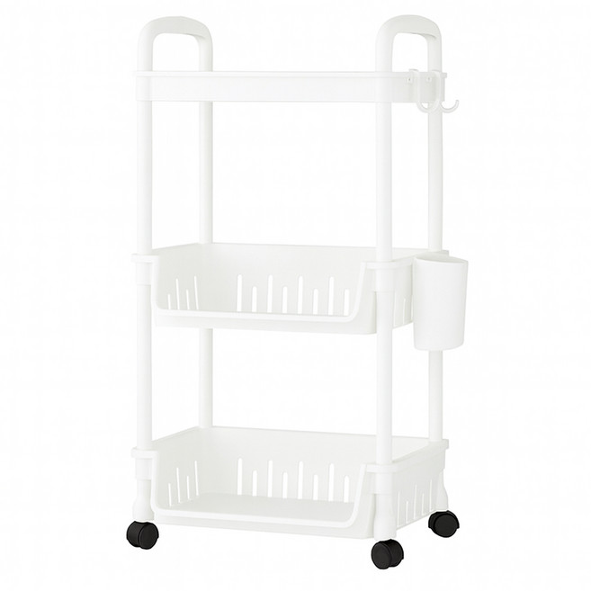 JOSIC 開放式U型四輪收納推車 34 x 23 x 80cm, 3層, 白色
