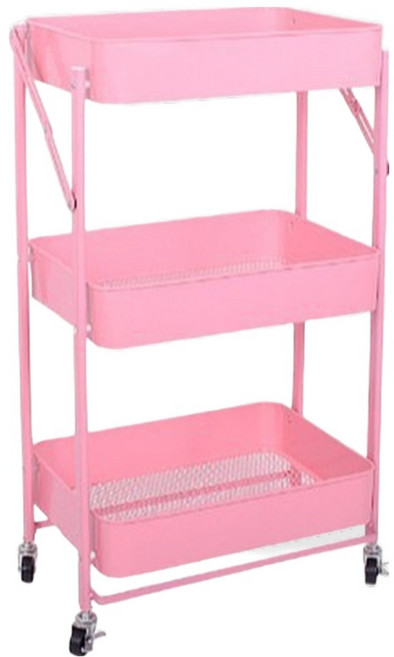 로이 접이식 손잡이 무 트롤리 40 x 29.5 x 91 cm, 핑크, 3단