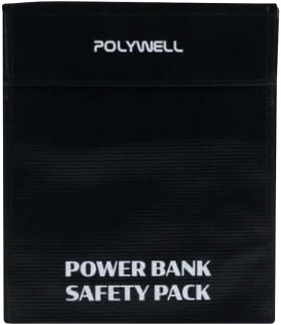 POLYWELL 寶利威爾 行動電源安全收納包 PW15-T65-1256 23 x 18 x 3cm, 1個, 黑色
