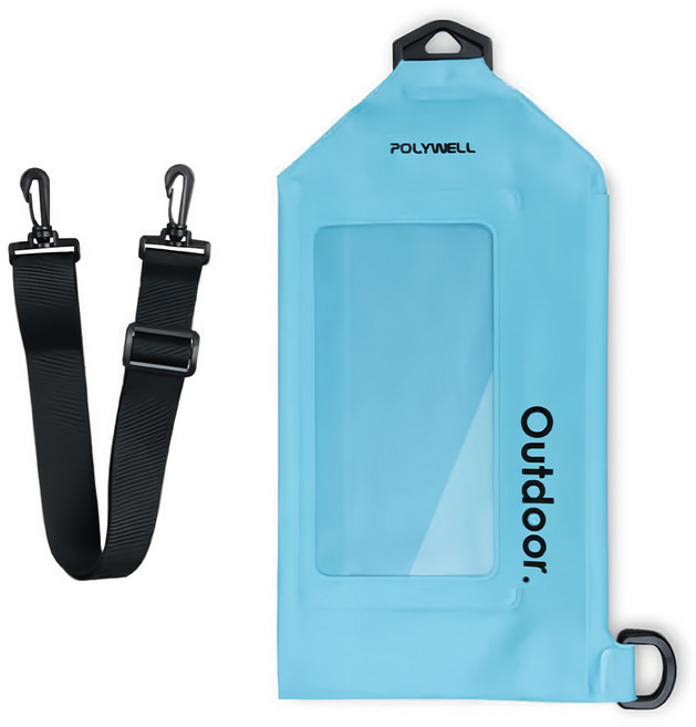 POLYWELL 寶利威爾 斜背手機防水袋 PW15-T65-1292, 1個, 淺藍色