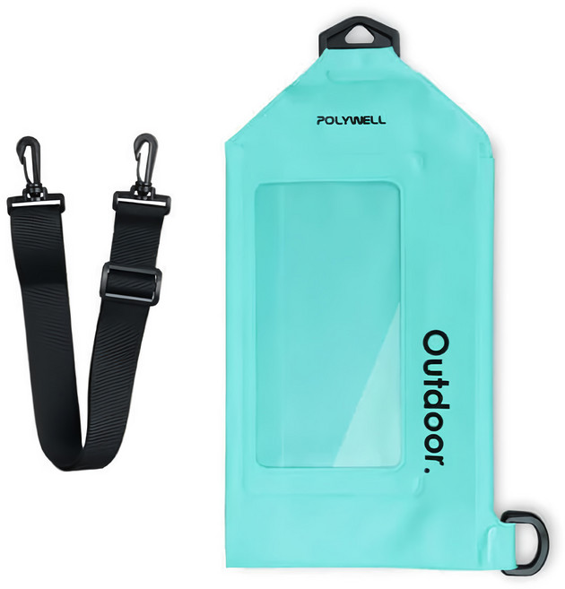 POLYWELL 寶利威爾 斜背手機防水袋 PW15-T65-1293, 1個, 淺綠色