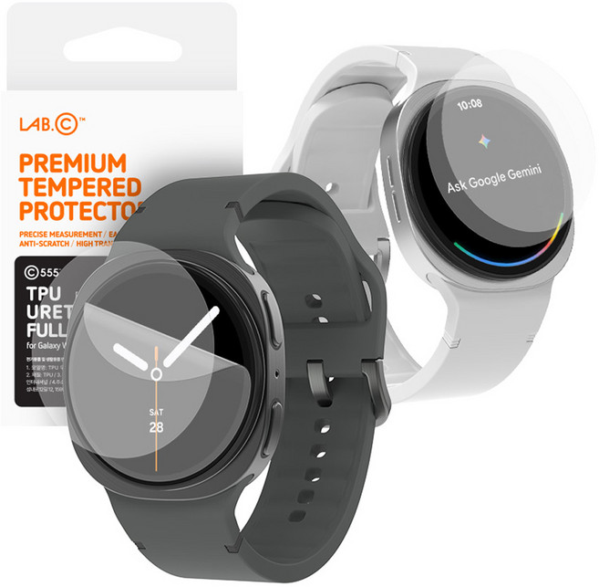 랩씨 C스킨 TPU 우레탄 풀커버 스마트워치 액정보호필름 4p, 투명, 1세트