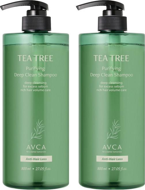 AVCA 茶樹淨化頭皮深層清潔緩解掉髮洗髮精, 2個, 800ml