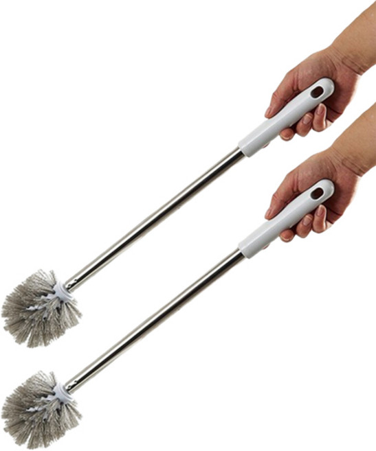 마켓감성 클린앤 변기 브러쉬 둥근스텐, 화이트, 2개