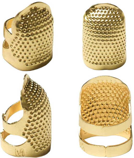코히모 스틸골무 메탈 금속 투구형 손가락 골무 5W0697, 4개, 골드