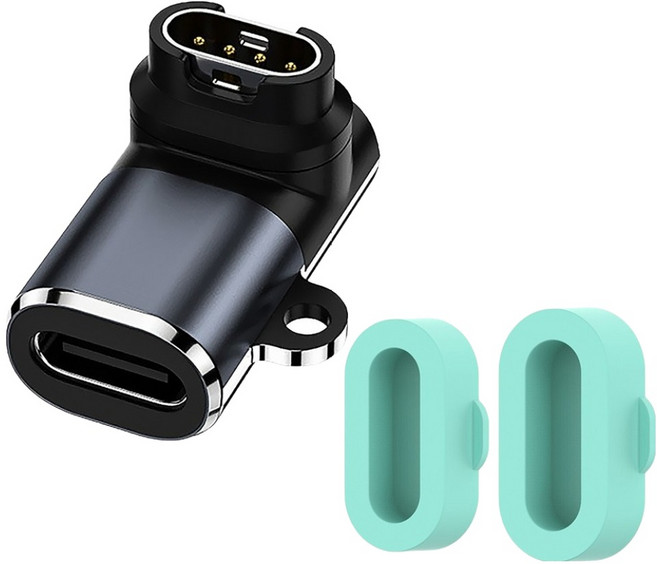 호후 가민 워치 충전기 꺽임방지 맥고 수직엘보 C타입 충전젠더 + 실리콘 캡 2p 세트, 혼합색상, 1세트