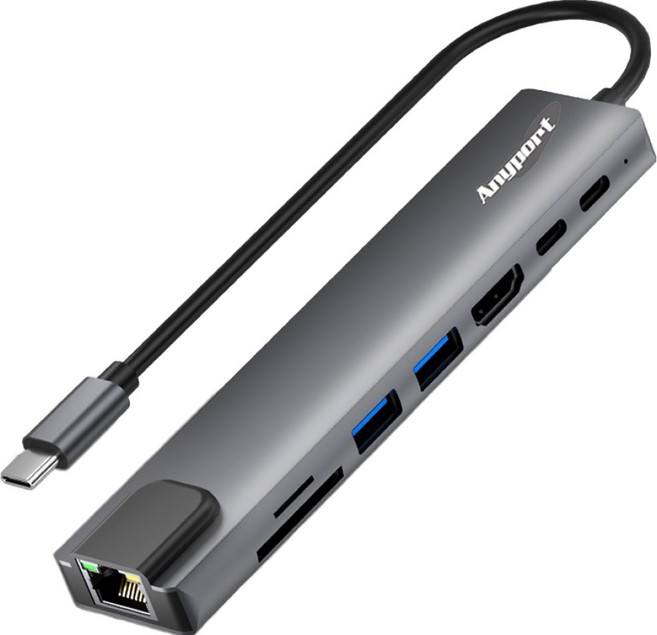 애니포트 8포트 USB 3.0 C타입 DEX 지원 유선랜 멀티허브, 1개, AP-TC830LAN