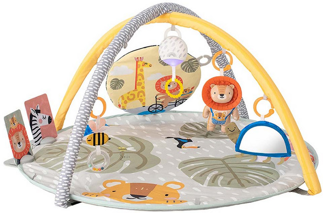 taf toys 兒童360度安撫探索活動健力架玩具, 1個, 灰色 + 黃色