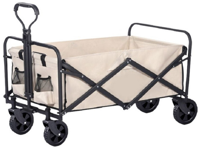 兩用摺疊手推車 橡膠輪 5吋, 卡其色, 1個