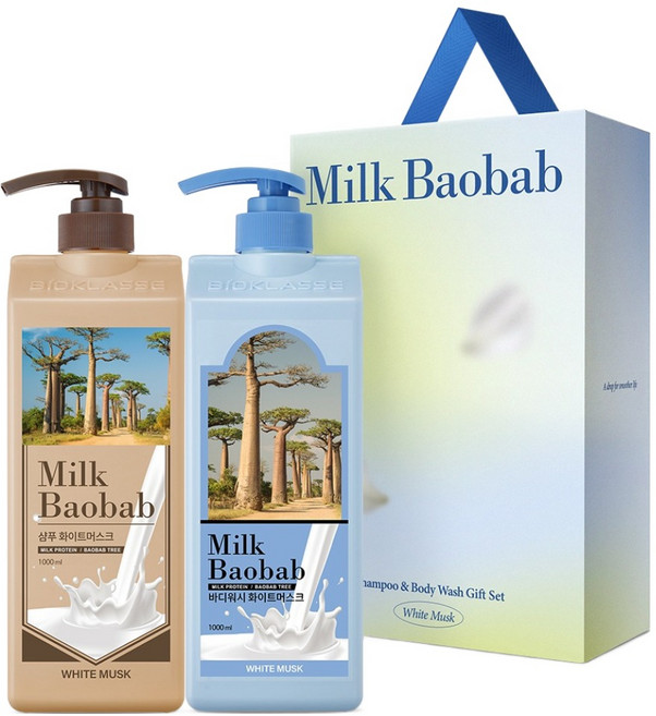 밀크바오밥 샴푸 + 바디워시 선물 세트 화이트머스크, 1세트