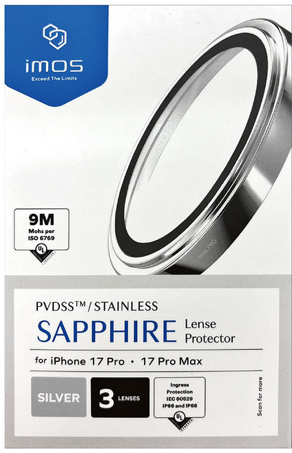 imos 藍寶石鏡頭保護鏡 不鏽鋼材質 銀色 3顆, 1套