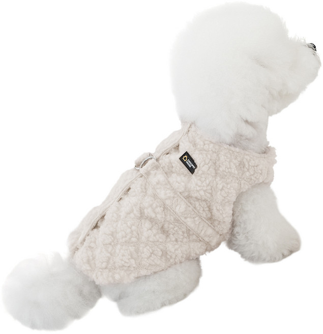 초코펫하우스 강아지 산책왕 후리스 패딩 2, 베이지, 1개