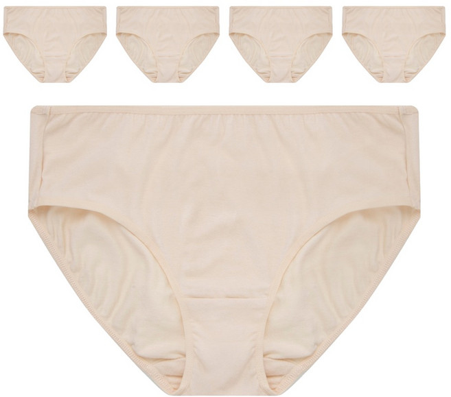 BASE ALPHA ESSENTIALS 女性日常棉質彈性內褲 5件組, 米色