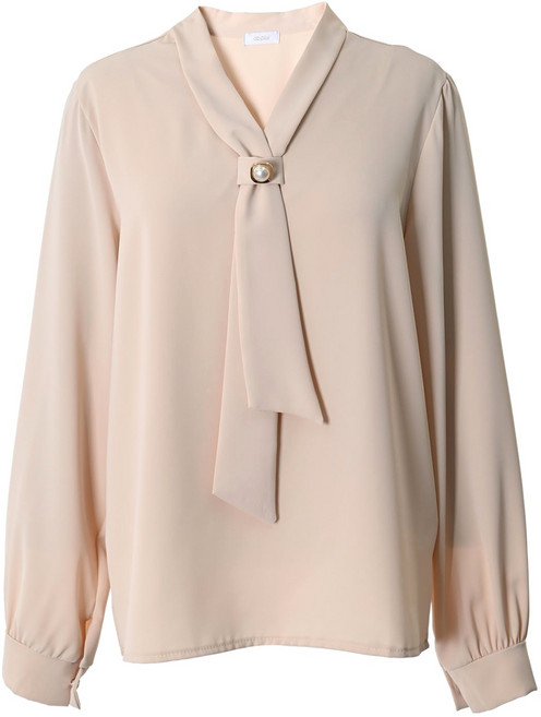 에이비플러스 여성용 페이크 진주 버튼 타이 블라우스 LSZ3MB39