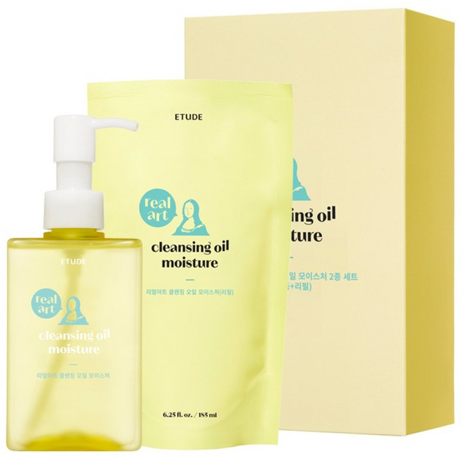 에뛰드 리얼아트 클렌징오일 모이스처 본품 185ml + 리필 185ml 세트, 1개